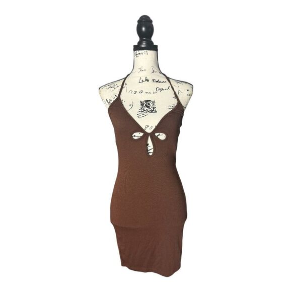 SHEIN SZ S Cut Out Detail Halter Neck Bodycon Dress - Picture 4 of 5